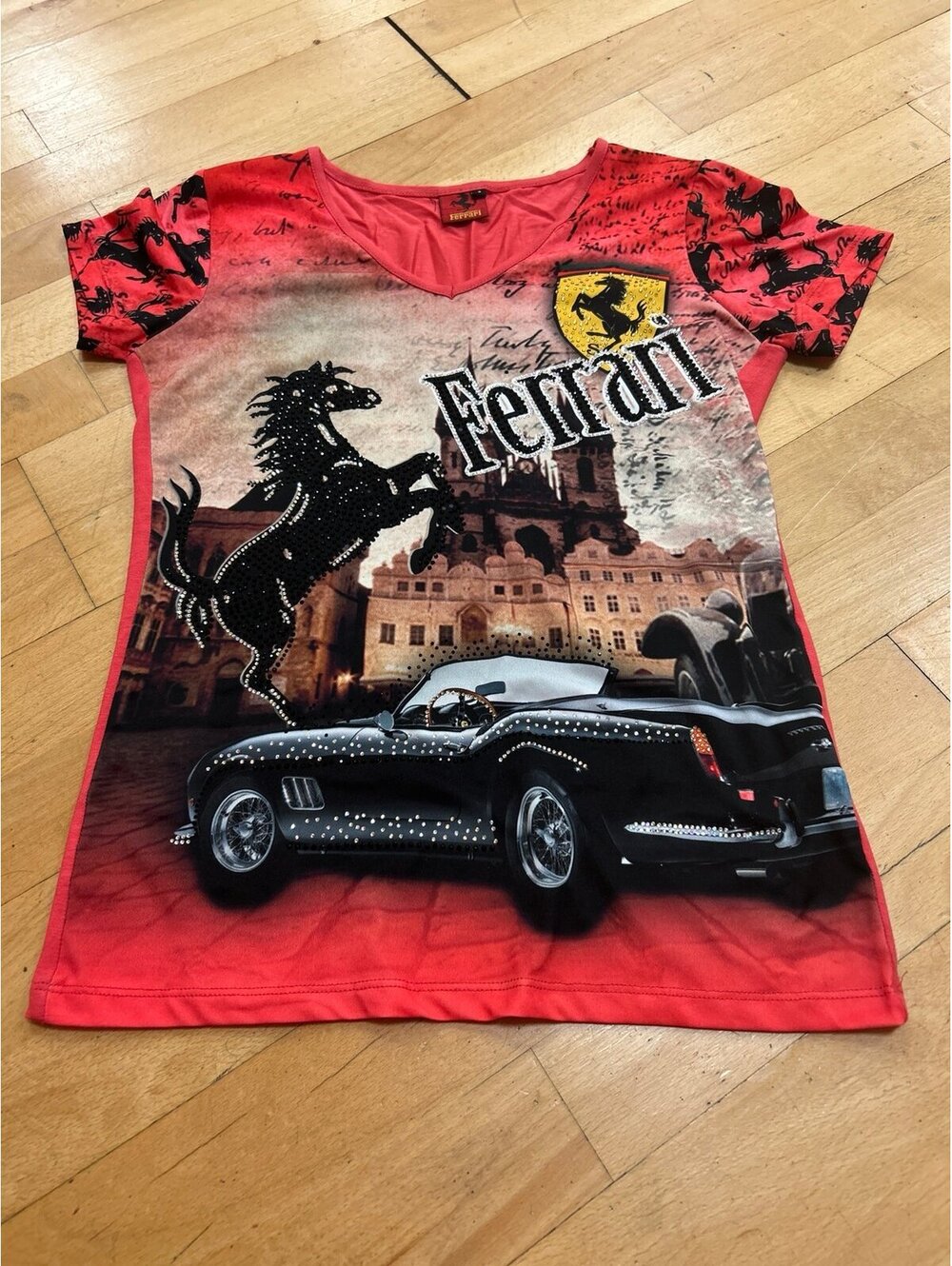 Ferrari Rhinestone Embellished Gorgeous T Shirt